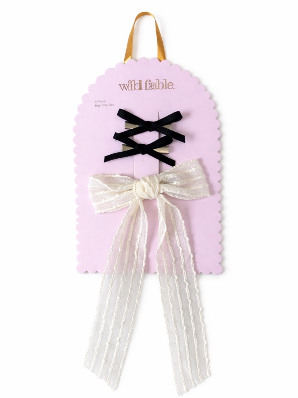 Wild Fable Black Velvet Bow Clips with Ivory Lace Bow Hair Set